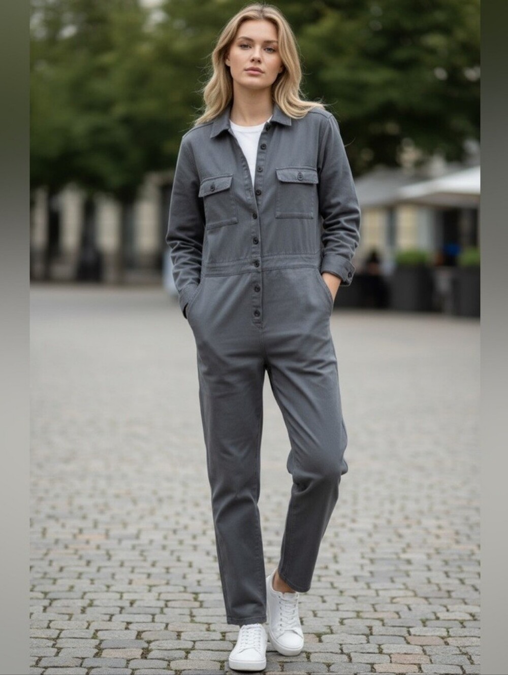 Outerknown Grey Twill Jumpsuit Size Medium